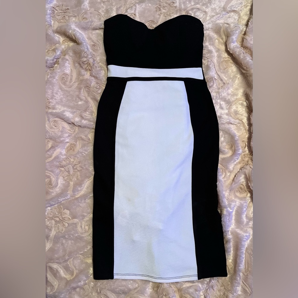 Diane small black and white Body Central tube dress